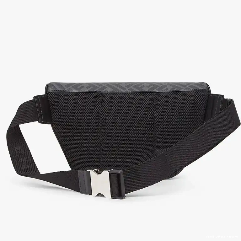 Affordable HOT Fendi ROMA FF Black Logo Fabric Belt Motif In Bag 0701